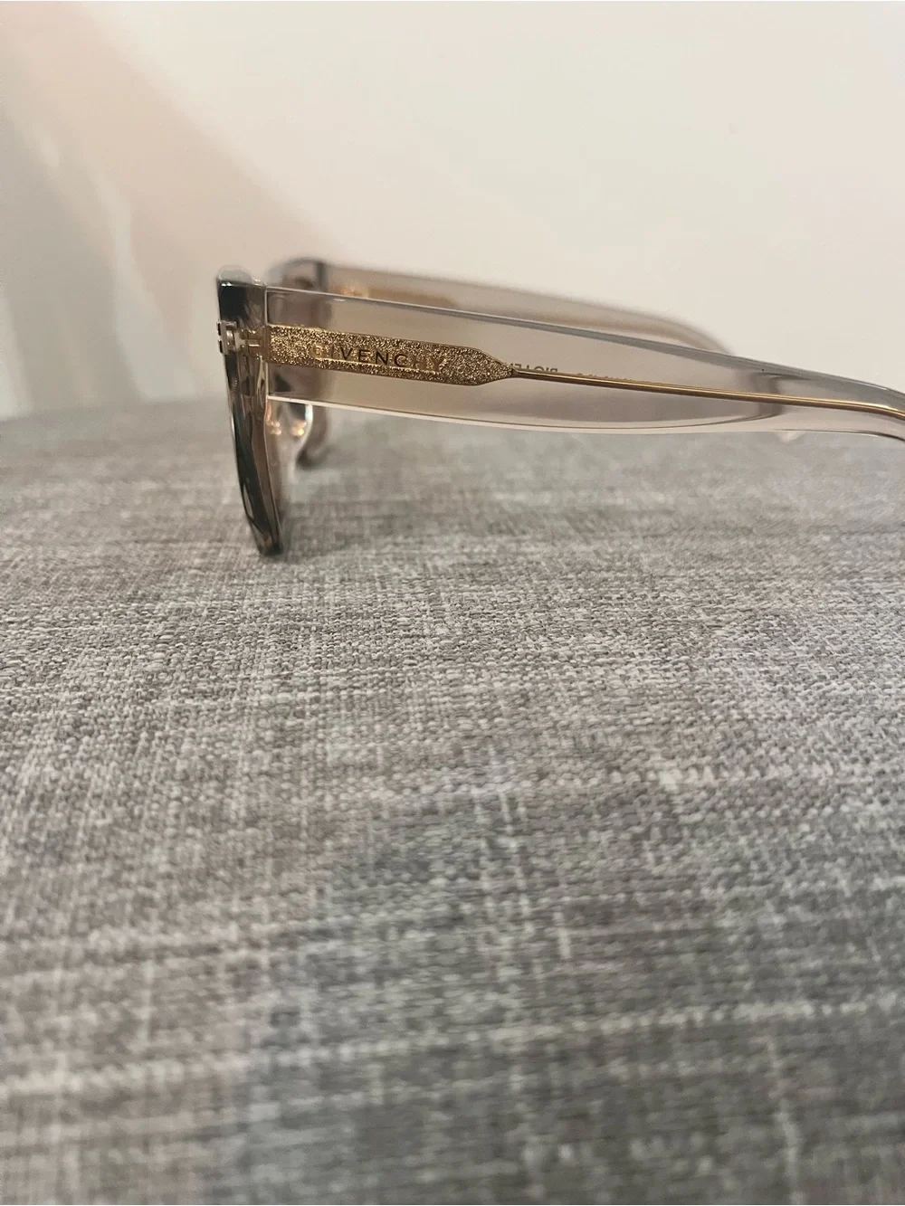 Givenchy Translucent Taupe Frame Sunglasses with Brown Lenses and Gold Accents